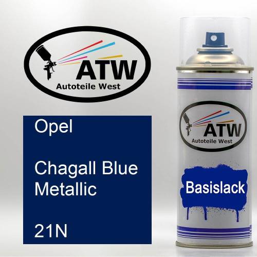 Opel, Chagall Blue Metallic, 21N: 400ml Sprühdose, von ATW Autoteile West.